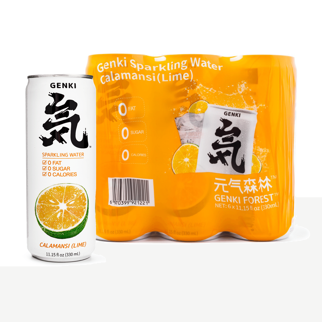 Genki Forest Sparkling Water, Calamansi Lime Flavor 330 ml*6 can