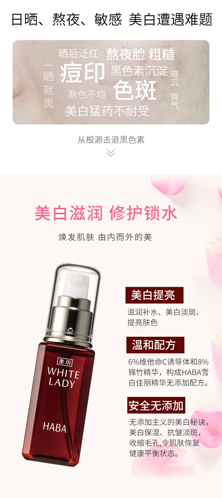 HABA WHITE LADY 美白美容液 60ml HABA 雪白佳丽美白精华美容液60ml - Weee!