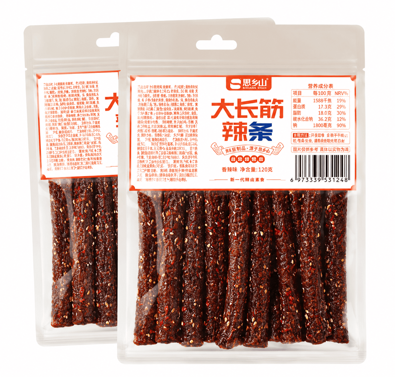사향산 긴 매운 글루텐 스틱 매운맛 2팩 250 그램