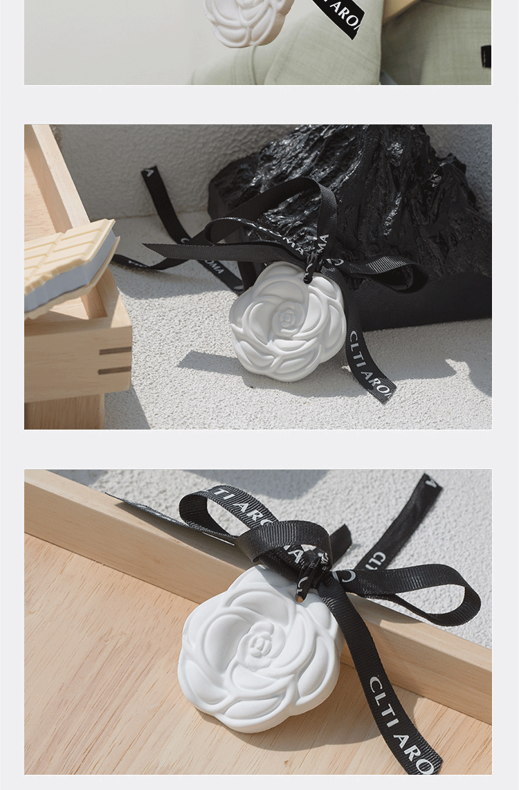 【網紅好物】CLTI 山茶花造型 車載香薰石膏掛件 英國梨小蒼蘭味擴香石 1個