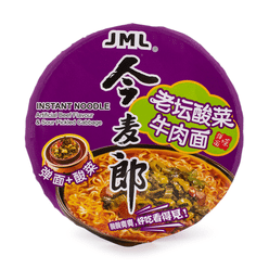JinMaiLang Artificial Beef Flavor & Sour Pickled Cabbage Instant Noodle Bowl 120 g*12 pack