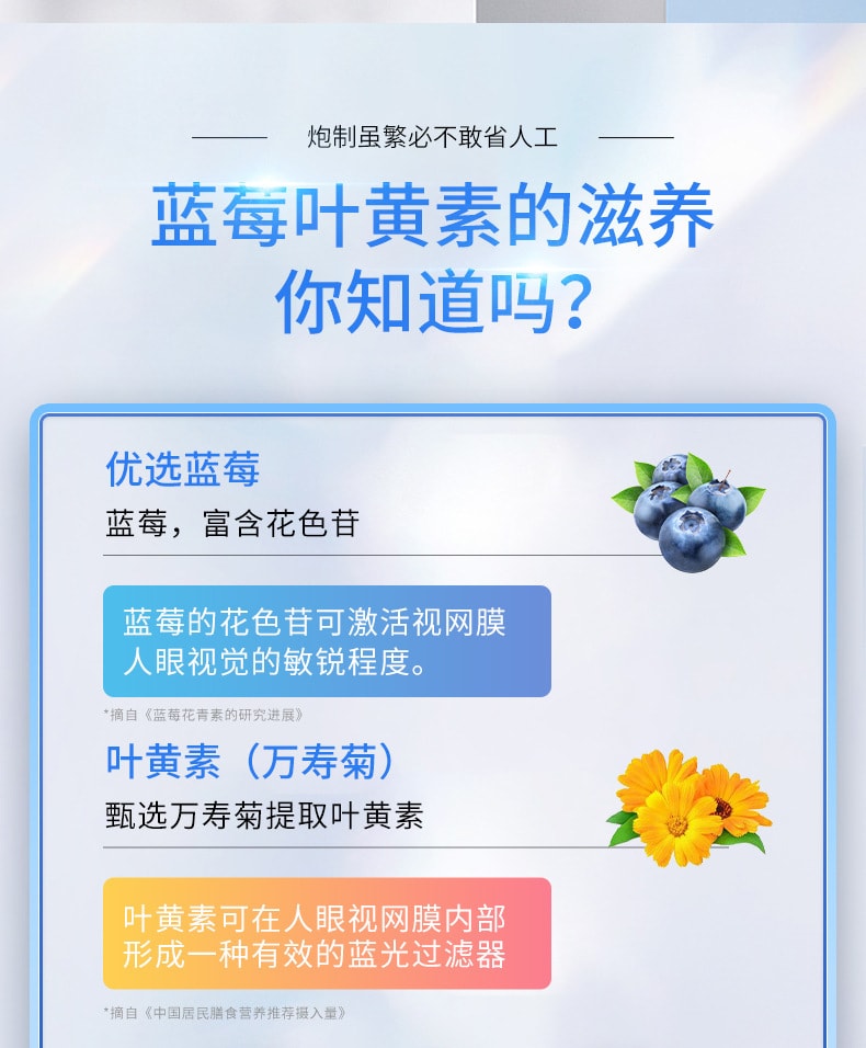 中国 北京同仁堂 蓝莓叶黄素酯片 叶黄素护眼片咀嚼片成人植物精 1盒