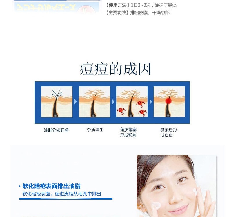 【日本直邮】 白兔制药 祛痘膏 全方位祛痘 祛粉刺暗疮 不留疤痕祛痘印 18g