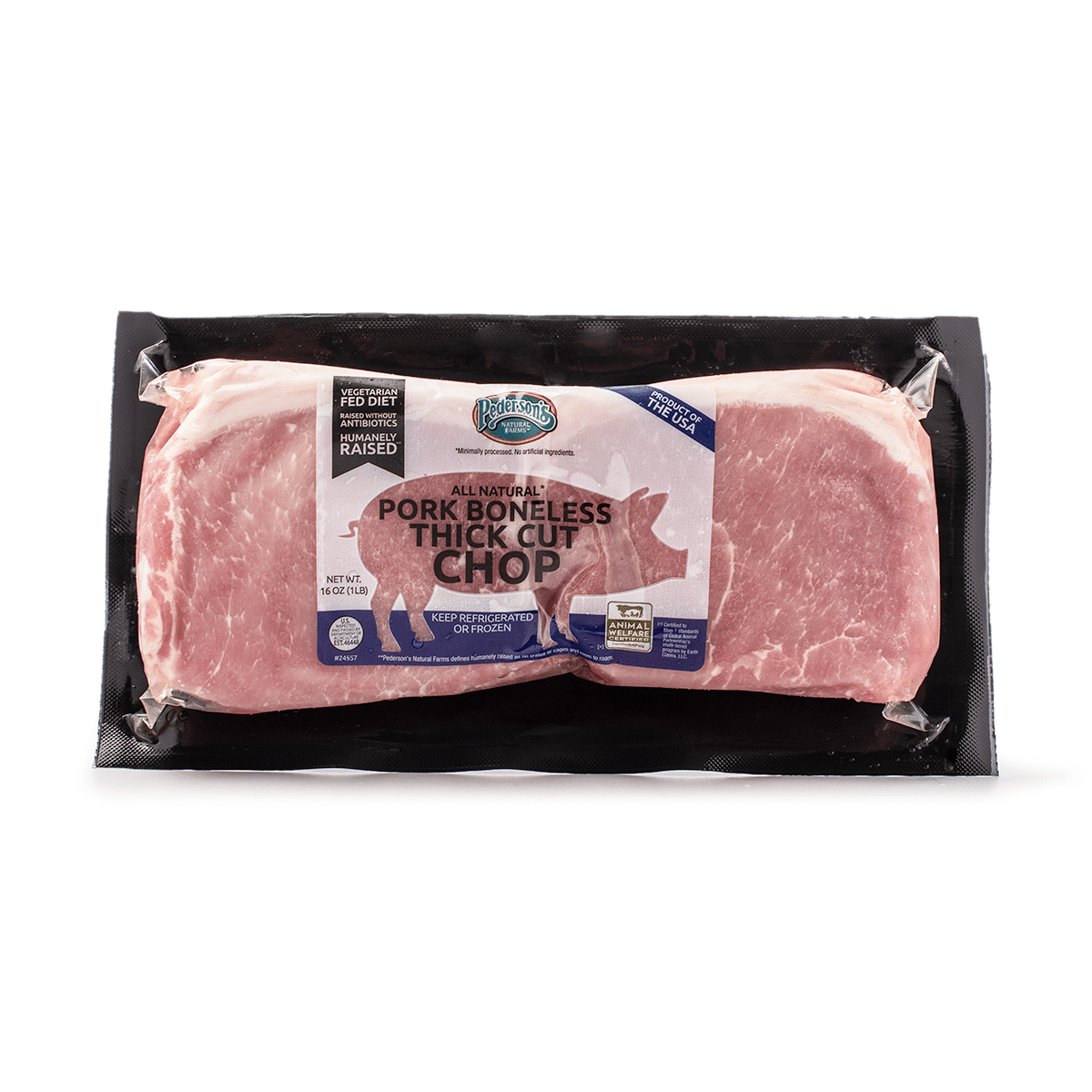 Pederson's Farms Premium Duroc Boneless Pork Chop, Thick Cut, Frozen 1 ปอนด์