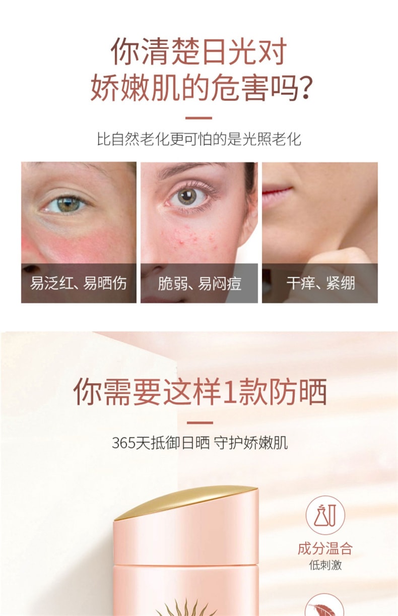 【日本直邮】日本 SHISEIDO资生堂 安耐晒 Anessa 敏感肌 粉金瓶防晒霜 2024最新款 60ml