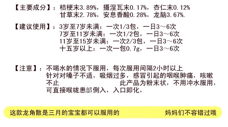 【日本直邮】 日本龙角散 缓解喉咙痛 龙角撒 化痰 缓解咳嗽 止咳 薄荷味 粉末制剂 16包