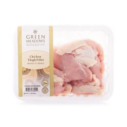 Green Meadows Halal Chicken Thigh Fillet, Boneless & Skinless, Frozen 1.5 lb