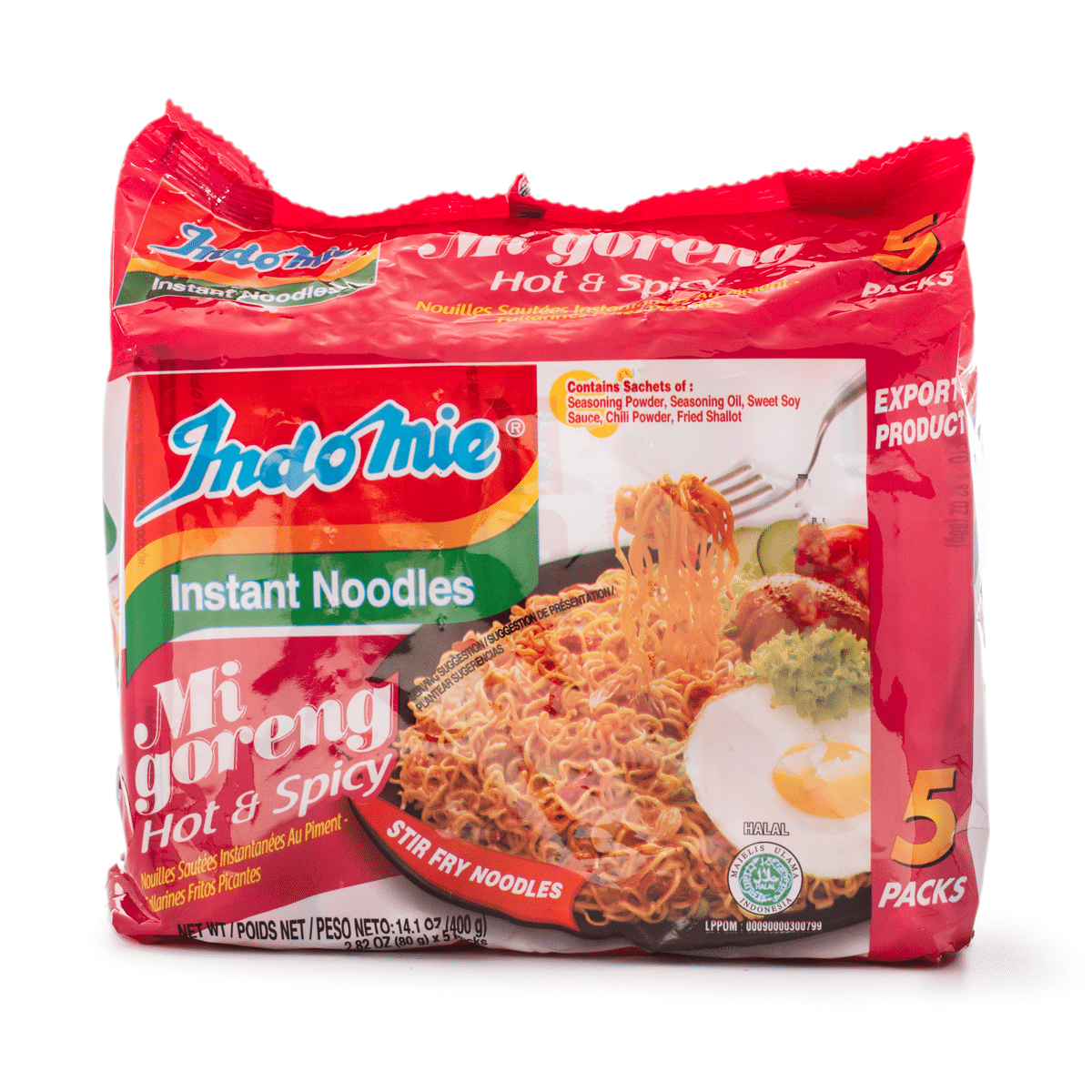 Indomie Migoreng Instant Noodles, Hot and Spicy Flavor 5pk 400 グラム*6 パック