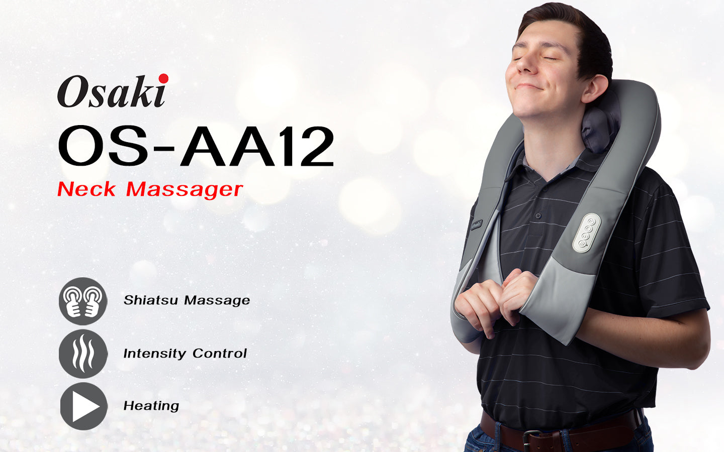 OS-AA12 Neck Massager - Shiatsu massage, intensity control, heating