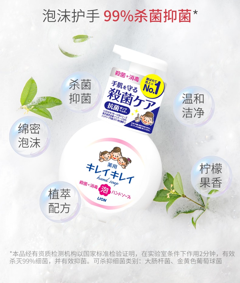 【日本直邮】 LION狮王 泡沫洗手液 儿童泡沫型除菌抗菌家用 250ml
