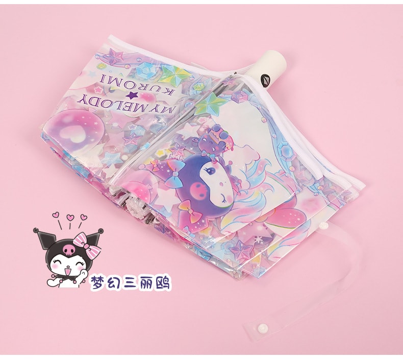 中國 FOXTAIL  卡通三麗鷗夢幻透明雨傘 學生傘晴雨傘拍攝傘 摺疊全自動自開收 1件