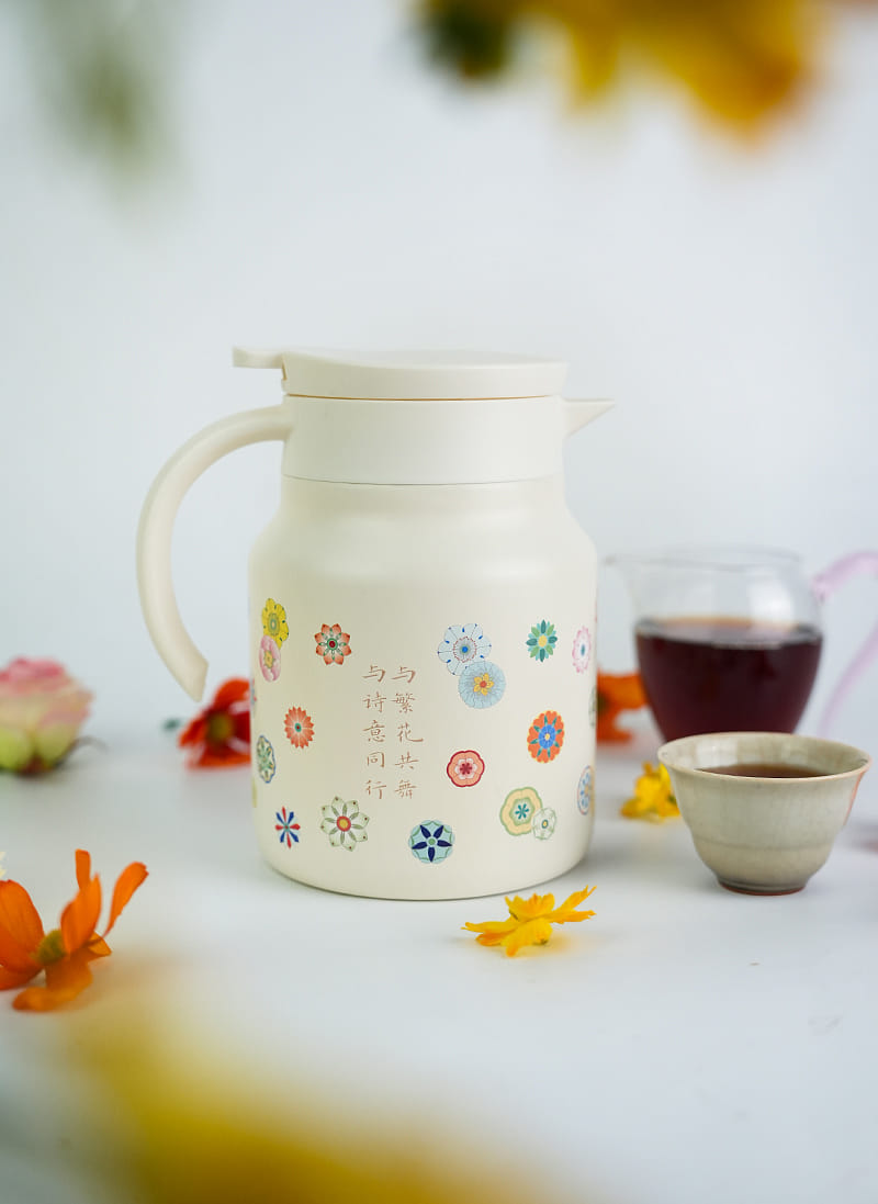 繁花白焖茶叶壶陶瓷内胆保温壶养生壶900mL - Weee!