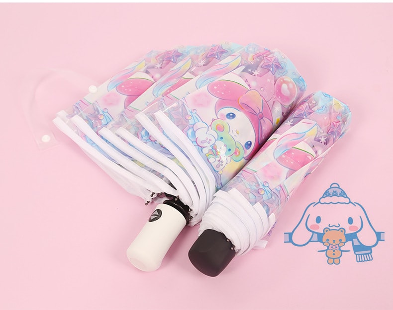 中國 FOXTAIL  卡通三麗鷗夢幻透明雨傘 學生傘晴雨傘拍攝傘 摺疊全自動自開收 1件