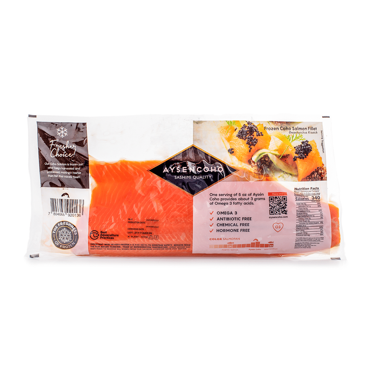 Aysen Chilean Coho Salmon Fillet, Frozen 2-2.5 lb