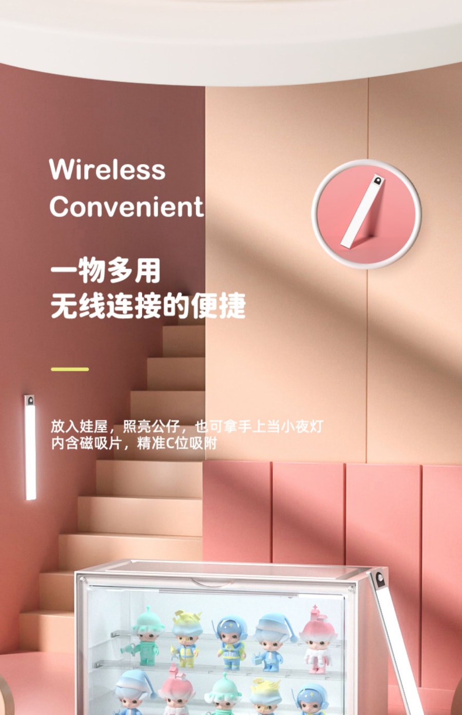 YOKI LED灯盲盒手办潮玩收纳盒 泡泡玛特展示盒 防尘盒 黄色 1个