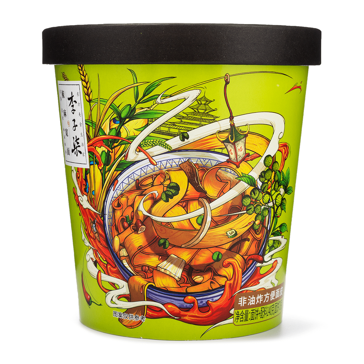 Li Zi Qi 넙적 비빔면 산초 매운맛 140 그램