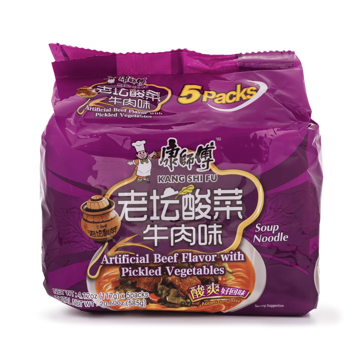 Mì Ăn Liền Kang Shi Fu, Vị Bò Xào Dưa Cải Chua 585 g
