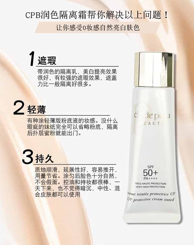 【日本直邮】CPB肌肤之钥 润色遮瑕防晒修颜霜隔离妆前乳30mlSPF50+/PA++++浅粉色@COSME大赏