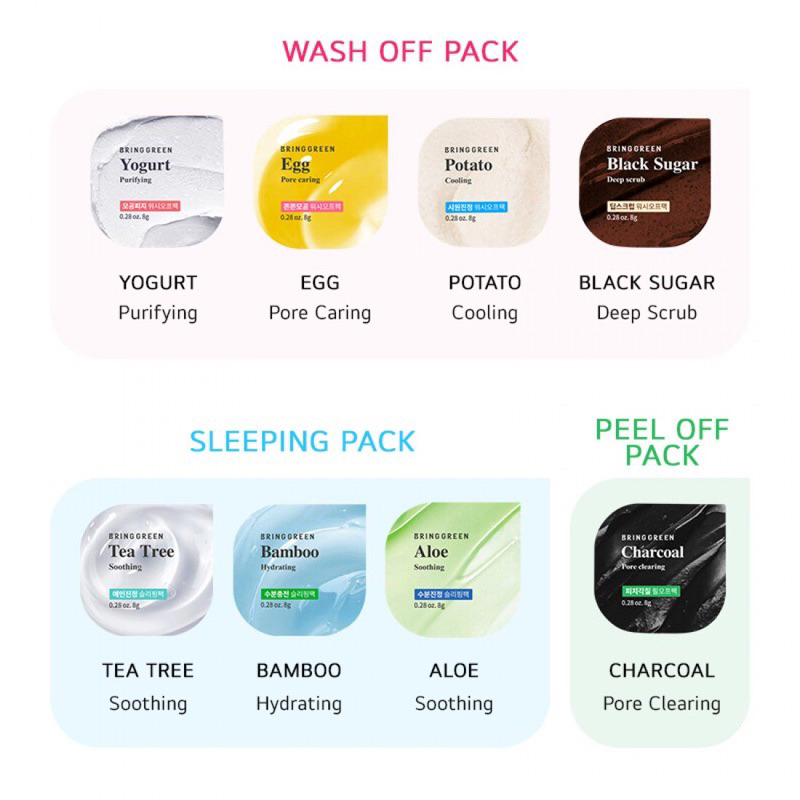 Mặt Nạ Dưỡng Da Bring Green Fresh Bowl Pack 8g/hũ