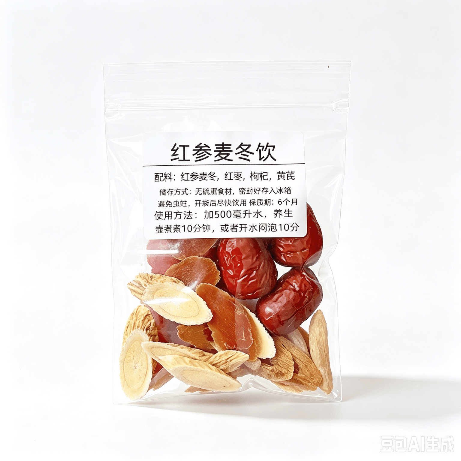 Red Ginseng Astragalus Ophiopogon Goji Tea Bags 25 g
