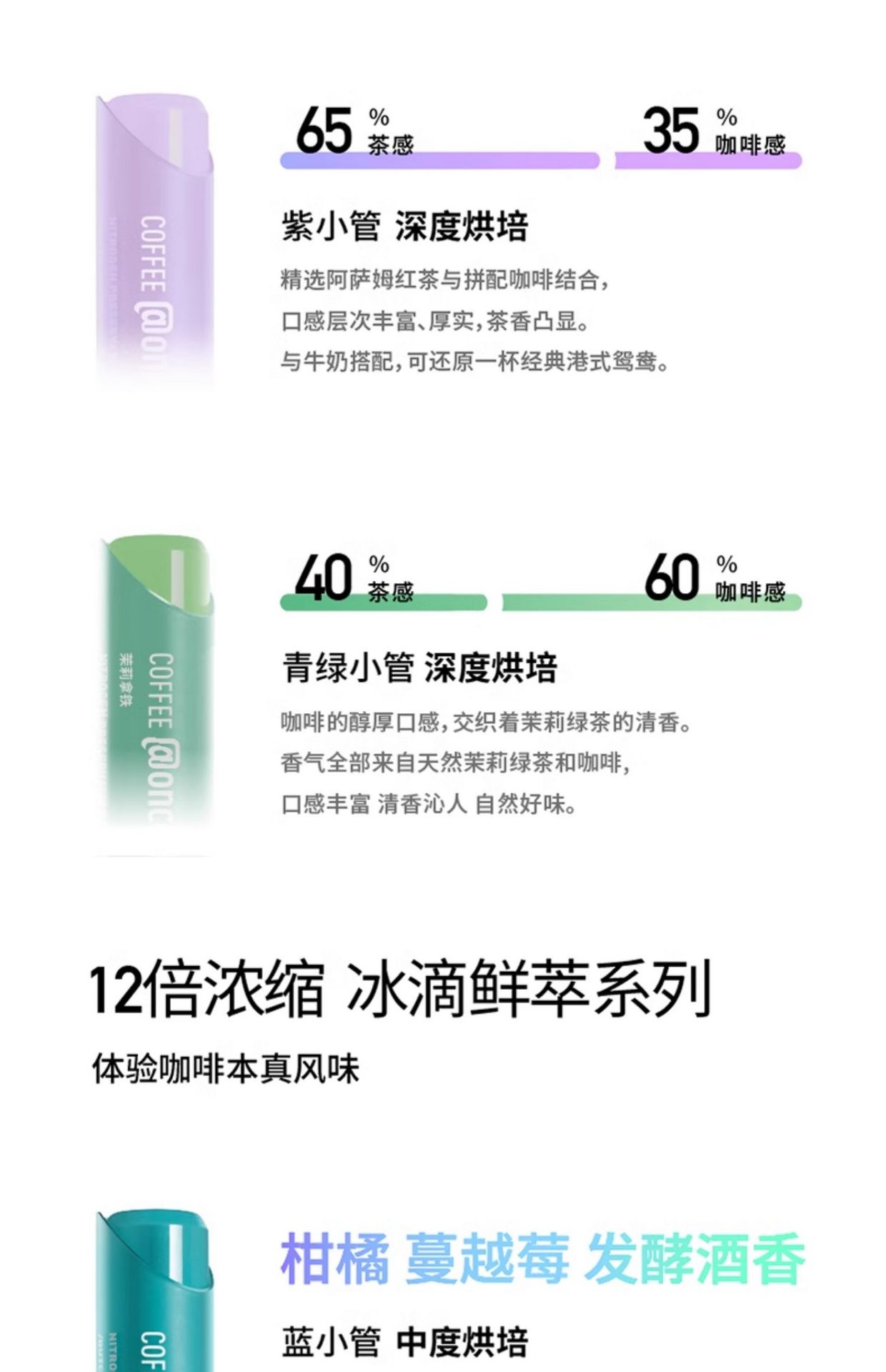 【中國直郵】@ONCE吉飲 意式小青管 茉莉風味意式鮮萃咖啡液 便攜小管 提神咖啡液 16克*6支
