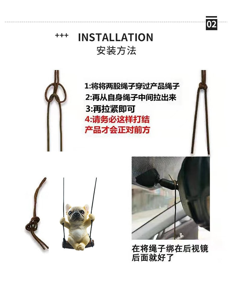 斗牛犬法斗汽车挂件后视镜车载挂饰车内吊坠diy可爱小狗子小清新 车饰品 墨镜金项链款 1个