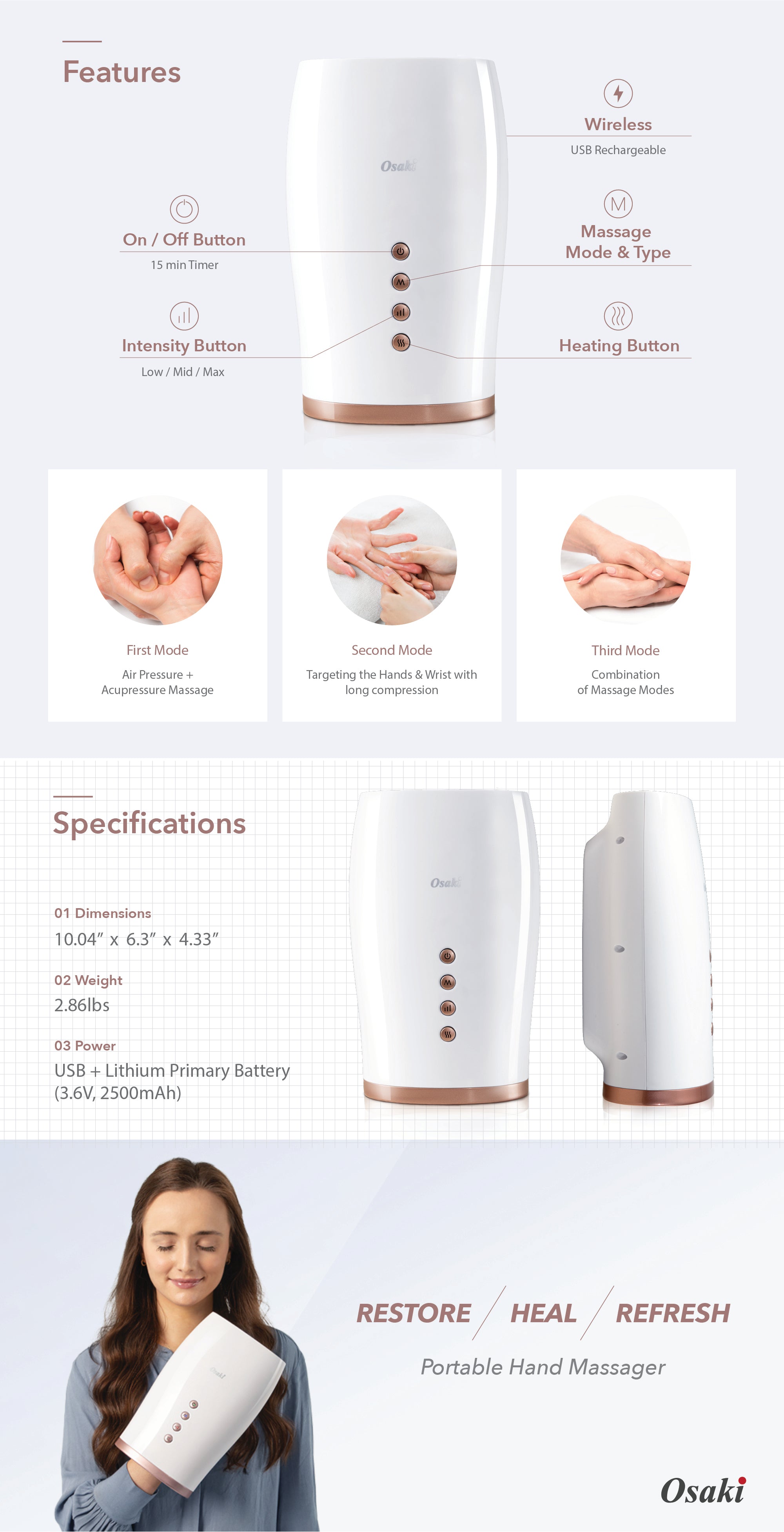 Osaki AA-01 Hand Massager - Product Page Part 2