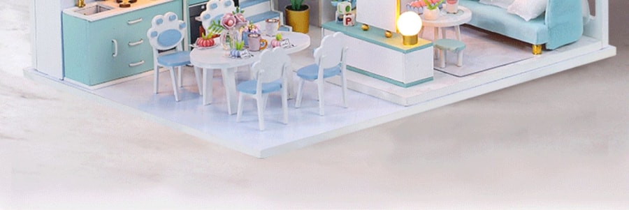 DIY小屋阁楼 房间手工制作迷你小房子模型 拼装别墅房屋建筑场景 蓝渺倾心 1个