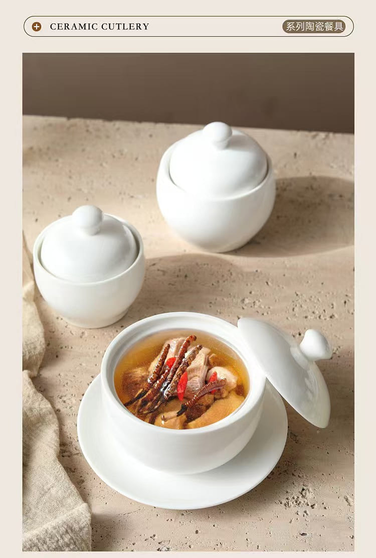 白瓷炖盅瓦罐汤小炖盅碗无铅铬隔水炖360ml2个- Weee!