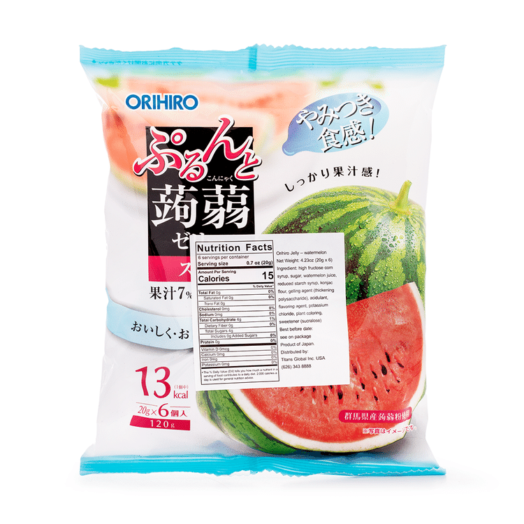 オリヒロ ぷるんと蒟蒻ゼリー スイカ（6個入） - Weee!