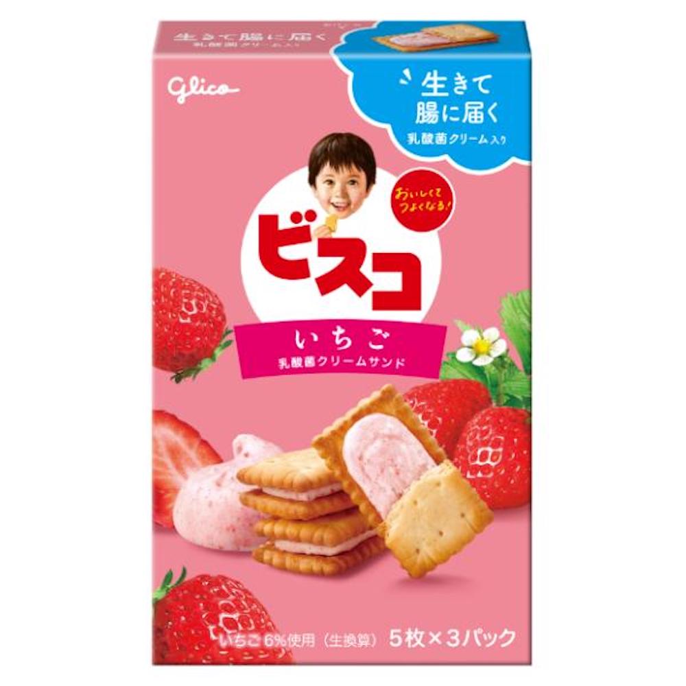 日本直送」江崎グリコ・ビスコ グリコ ビスコ いちご 15枚入り - Weee!