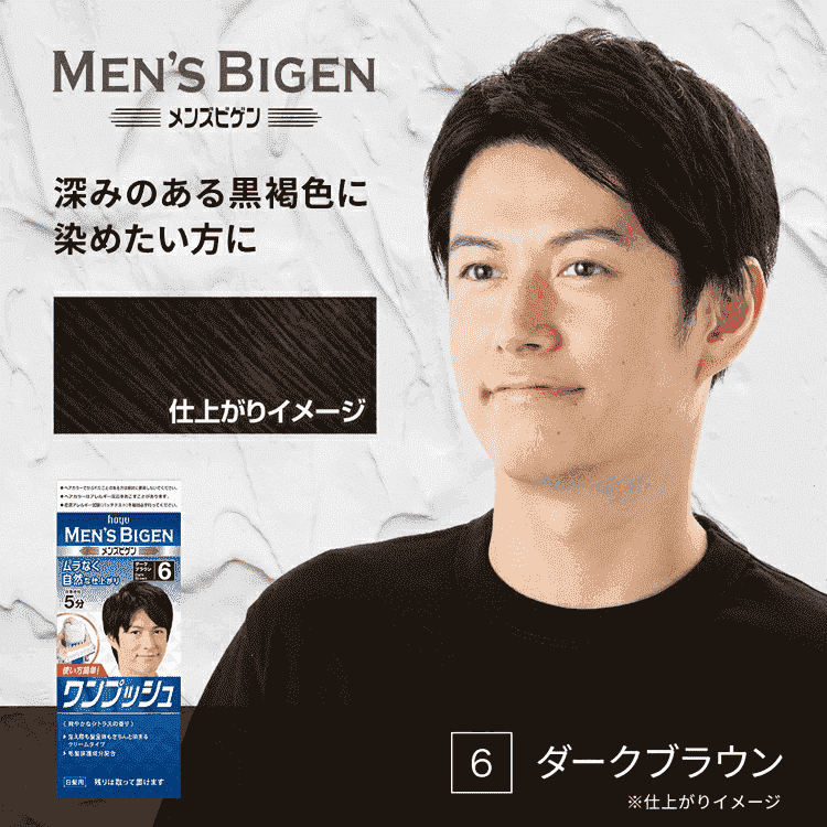 Hoyu Men's Bigen One Push Hair Dye 40g [Colour: 06 Dark Brown] - MINIMARU
