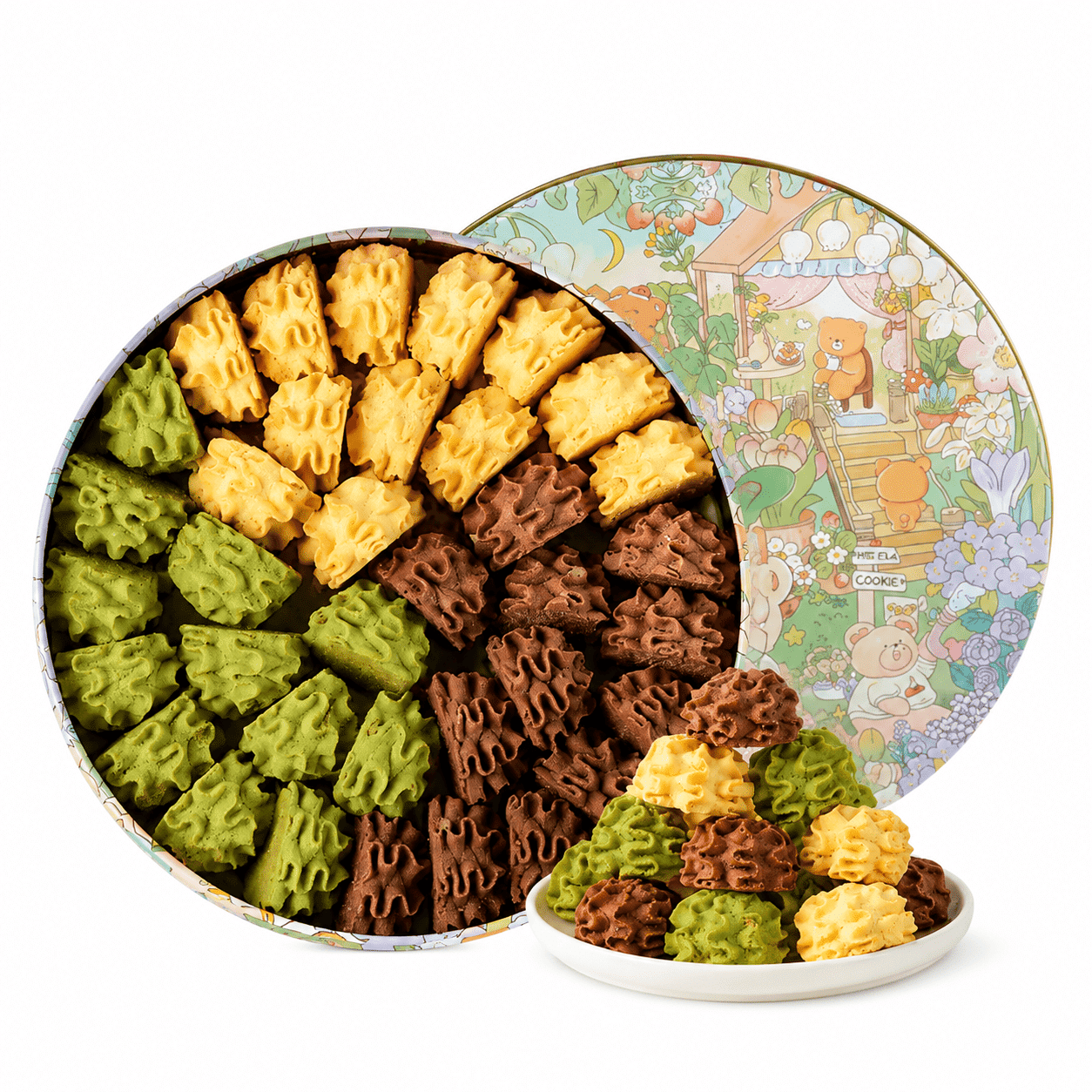 3-Flavor Flower Cookie Tin Gift Box 1 each