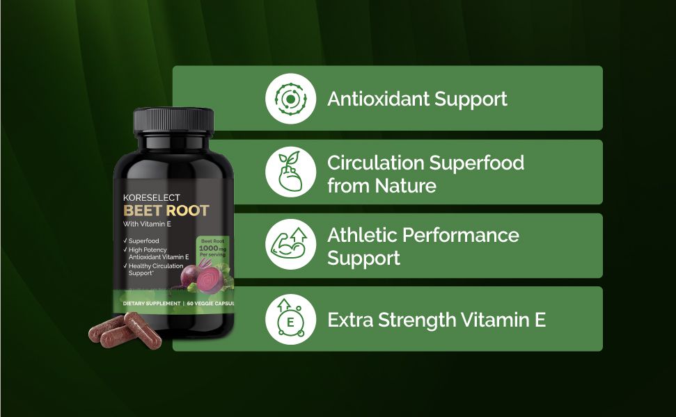 Beet Root Antioxidant Support Capsules With Vitamin E - KORESELECT