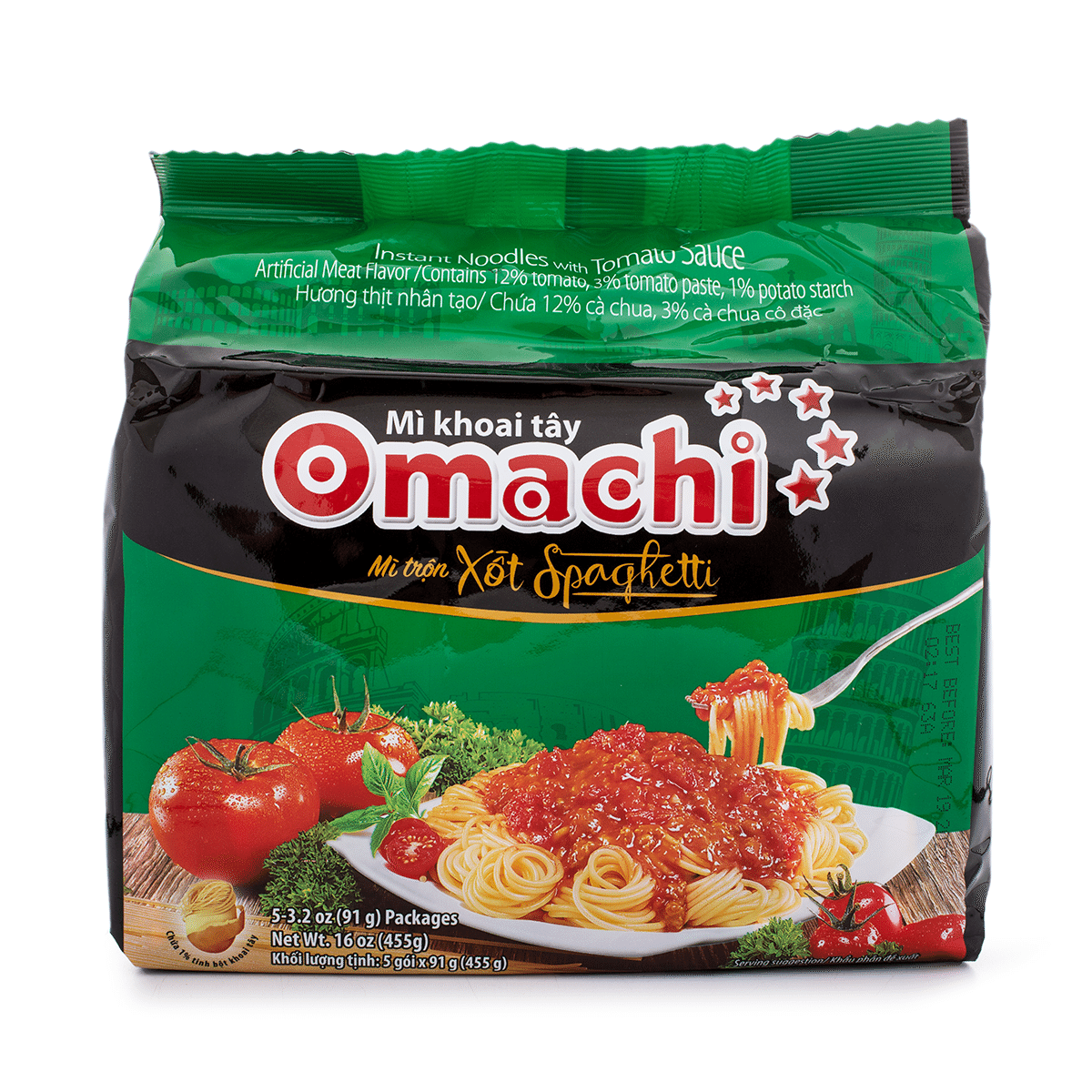 Omachi Instant Noodles Spaghetti Flavor 3.2 oz*5 pack