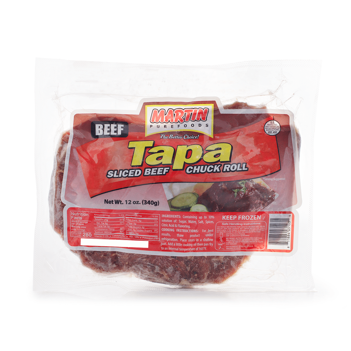 Martin Purefoods Tapa de Res, Congelado 12 onza(s)