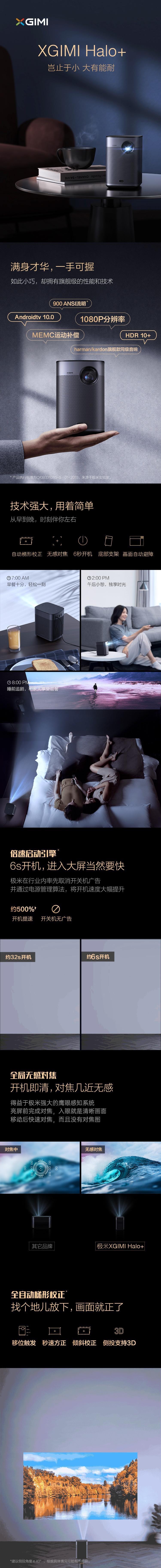 【全網最低價】極米Halo+ 便攜高清智能投影儀 海外版 1080P支持4K 內置電池 便攜款[北美版電壓]【加拿大直郵】