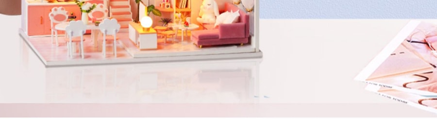 DIY小屋阁楼 房间手工制作迷你小房子模型 拼装别墅房屋建筑场景 蓝渺倾心 1个