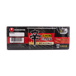 Nongshim Shin Black Premium Noodle Soup, Cup 3.5 oz*6 pack