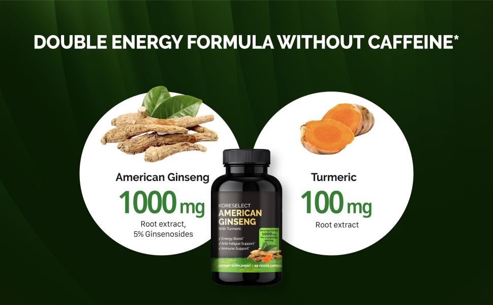American Ginseng Energy Boost Capsules with Tumeric - Koreselect