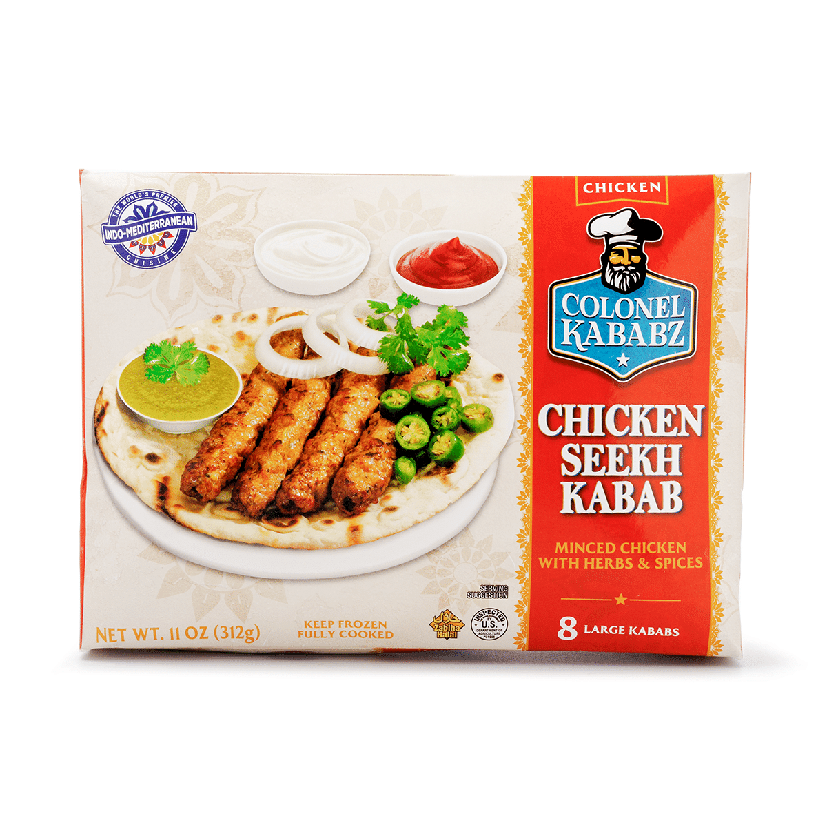 Colonel Kababz Chicken Seekh Kabab, Frozen 11 oz