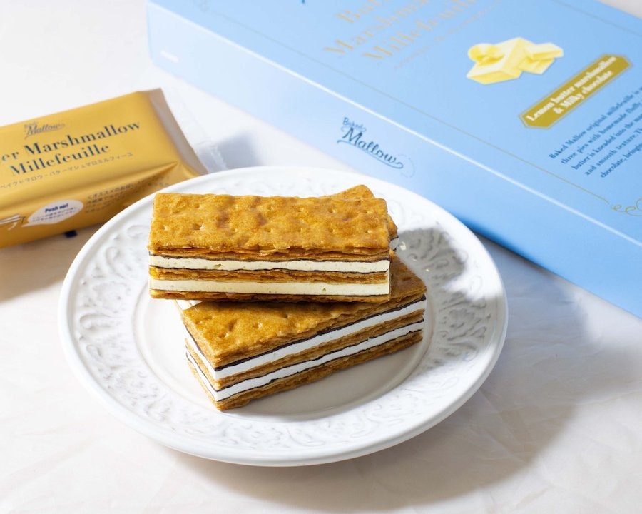 DHL直髮【日本直郵】日本網紅零食 BAKED MALLOW 黃油棉花糖白巧克力千層酥 6枚裝