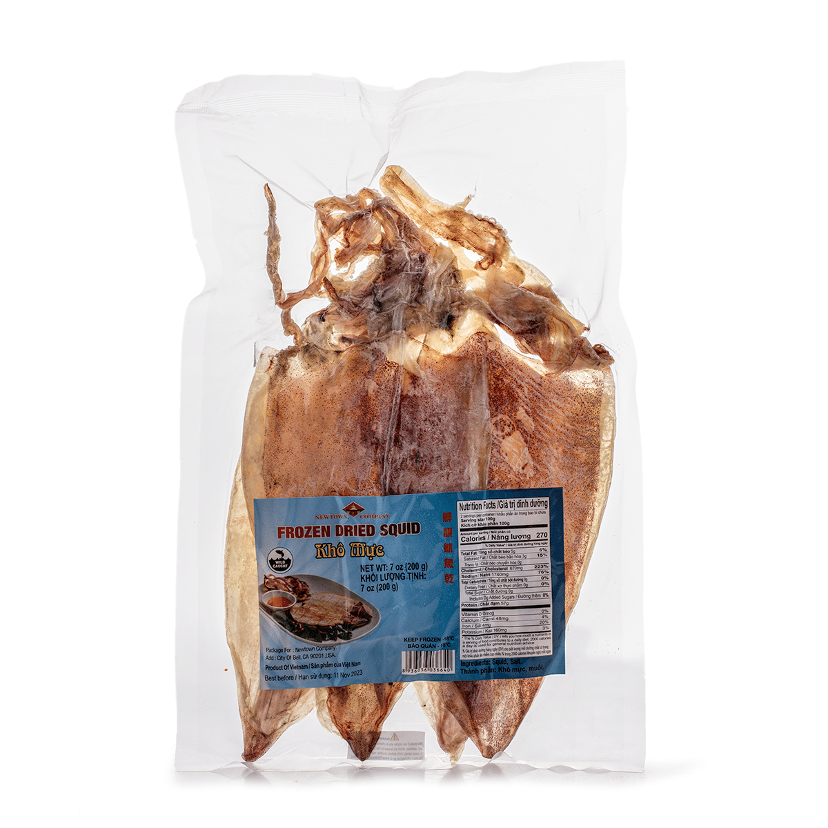 Newtown Dried Squid, Skinless, Frozen 200 g