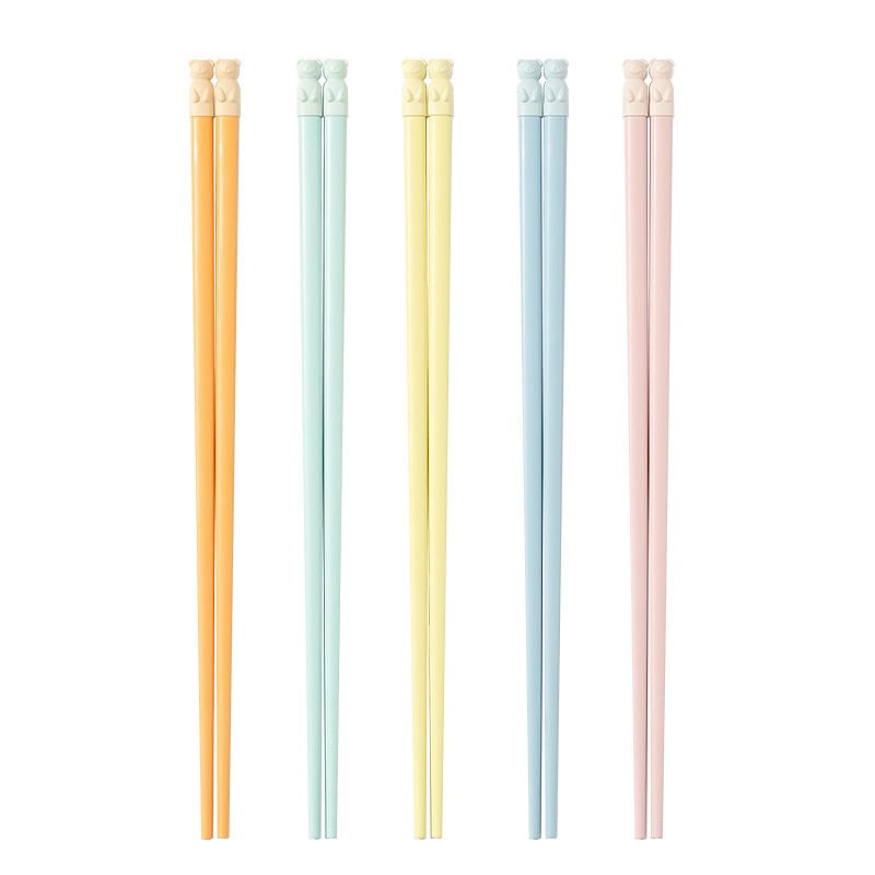 [BEST CHOICE] Bear Alloy Chopsticks Household Heat-Resistant 5 Pairs 1Box 1 개