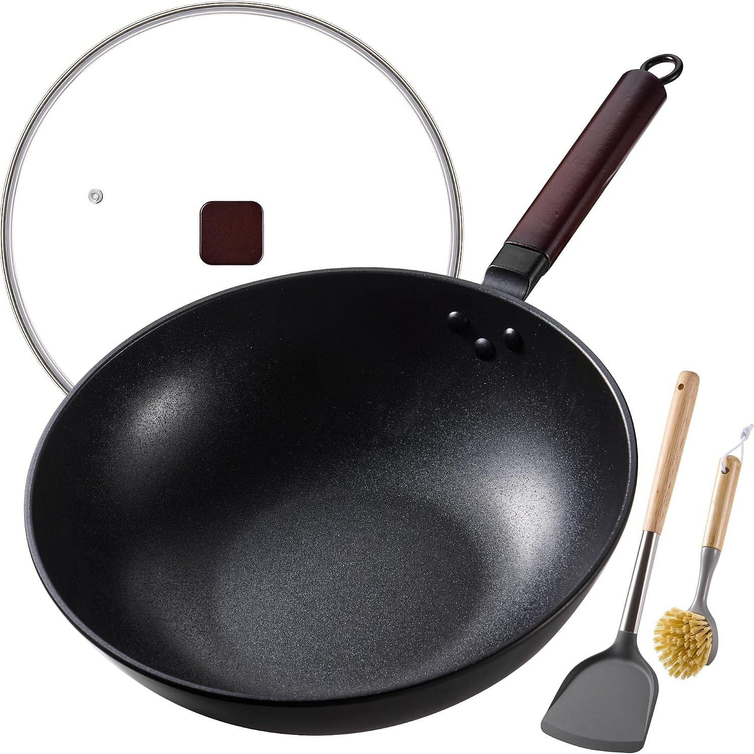 13in Steel Wok Pan, Stir Fry Wok, Carbon Steel Wok 1 each
