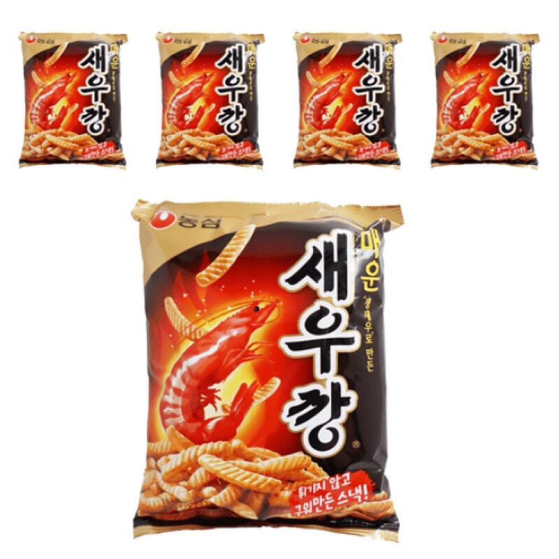 [한국 직배송] 농심 매운새우깡 90g, 5개 450 그램