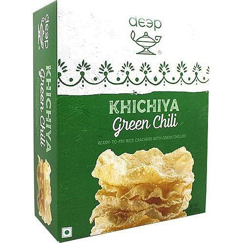 Deep Khichiya - Rice Crackers - Green Chilli, 7 oz box 7 オンス