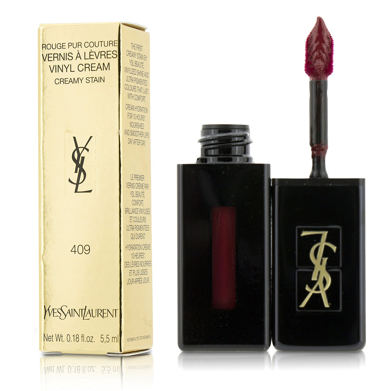 Yves Saint Laurent Rouge Pur Couture Vernis A Levres Vinyl Cream Creamy Stain - # 409 Burgundy Vibes 5.5ml/0.18oz 5 밀리리터