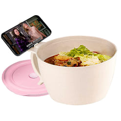 Microwave Noodle Bowls With Lid - 40 OZ Large Wheat Straw Soup Mug Phone Holder 1 each