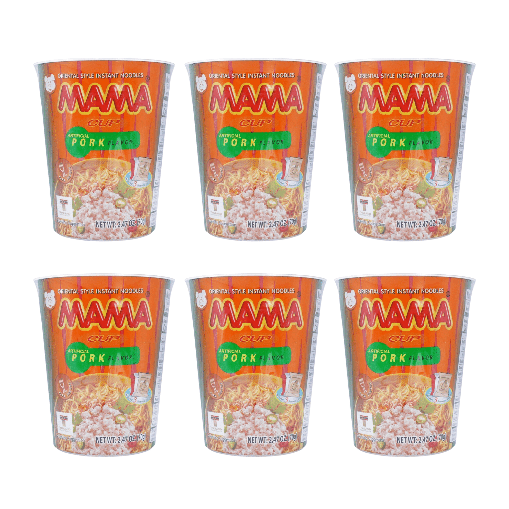 Mama Cup Artificial Pork Flavor pack of 6 1 ส่วน